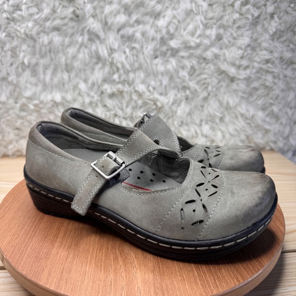 Klogs USA Women's Leather Mary Jane Clogs Slip On Shoes Round Toe Gray Size 7M - Picture 1 of 9
